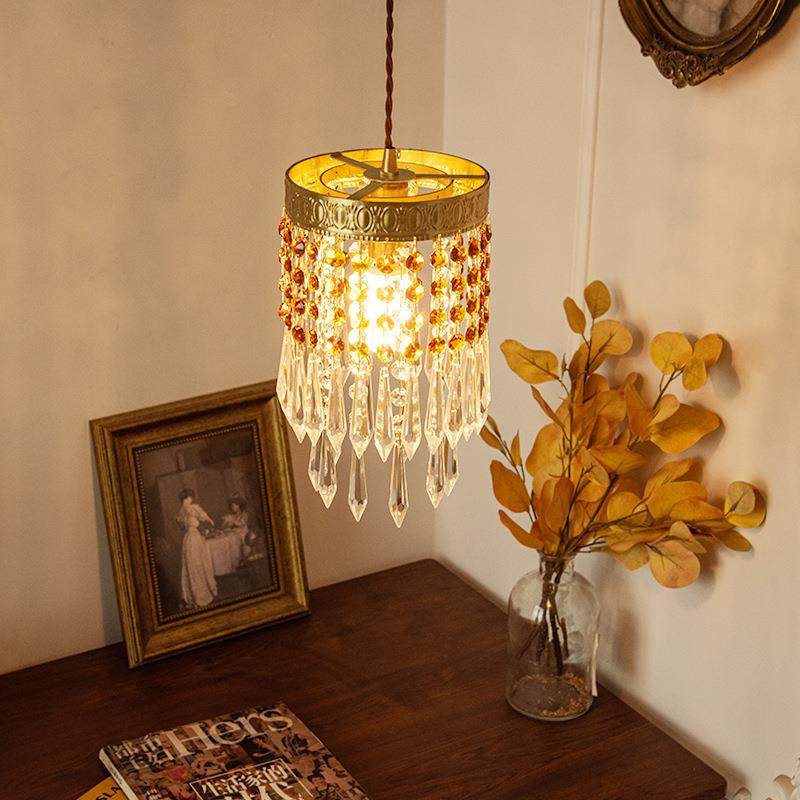 法式田园水晶复古创意卧室床头吊灯美式中古吧台过道玄关阳台吊灯