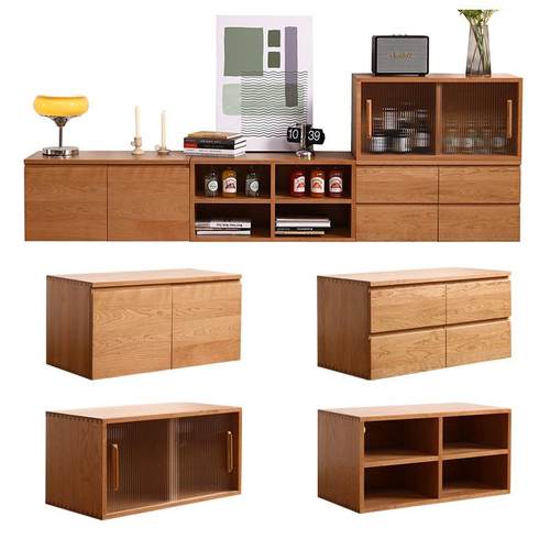 樱桃木魔方电视柜积木组合收纳展示柜纯实木斗柜小户型书架储物柜