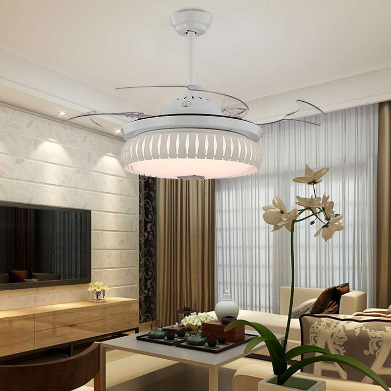 欧式简约风扇灯客厅卧室led隐形吊扇灯鸟巢造型节能环保风扇吊灯