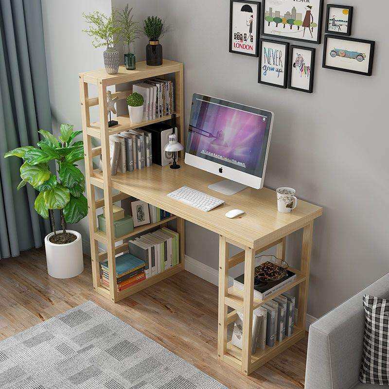 实木书桌书架组合家用写字台学生写字转角电脑桌儿童学习桌椅套装