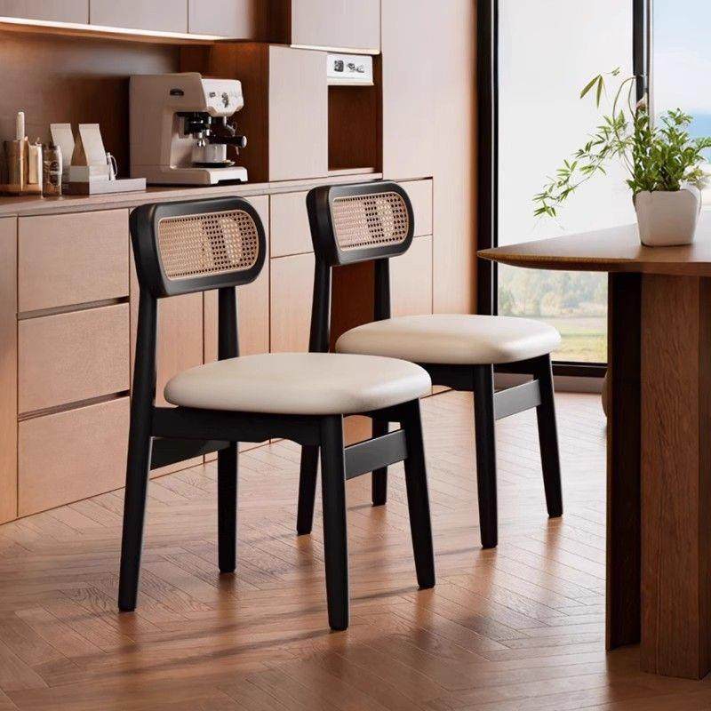 法式中古风藤编椅子实木餐椅家用餐厅餐桌椅凳靠背椅2025新款藤椅