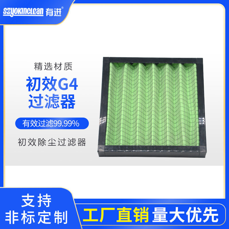 初效覆网空气过滤器初效空气除尘过滤器G4绿白棉折叠初效过滤器