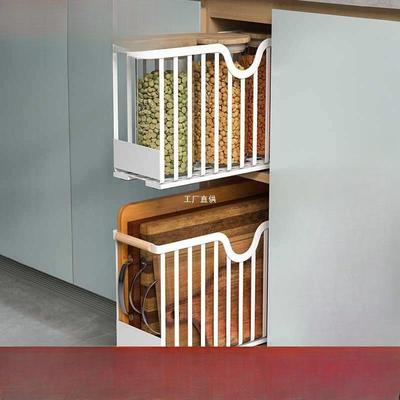 抽拉式调料置物架极窄柜超深橱柜拉篮内置厨房抽屉式夹缝分层架无