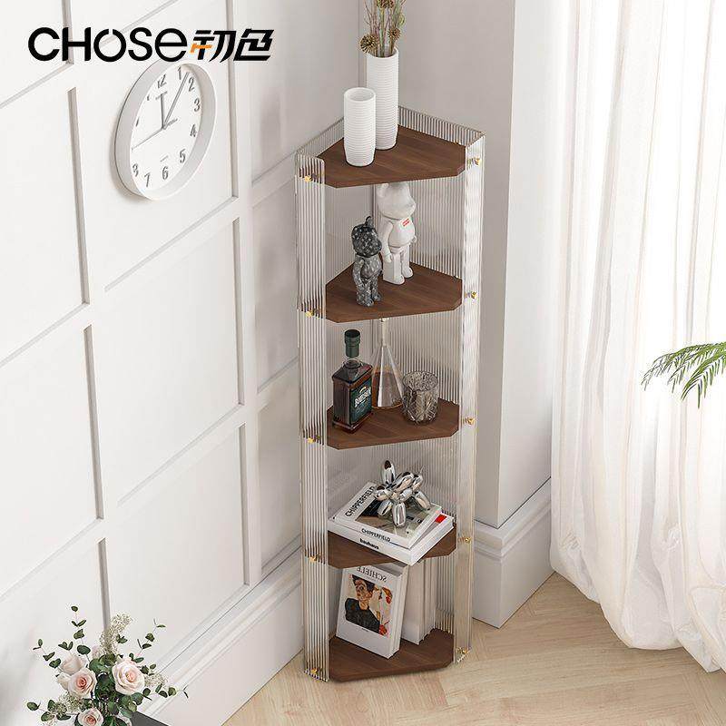 初色实木角柜家用客厅落地转角储物架现代简约卧室书房多层收纳架
