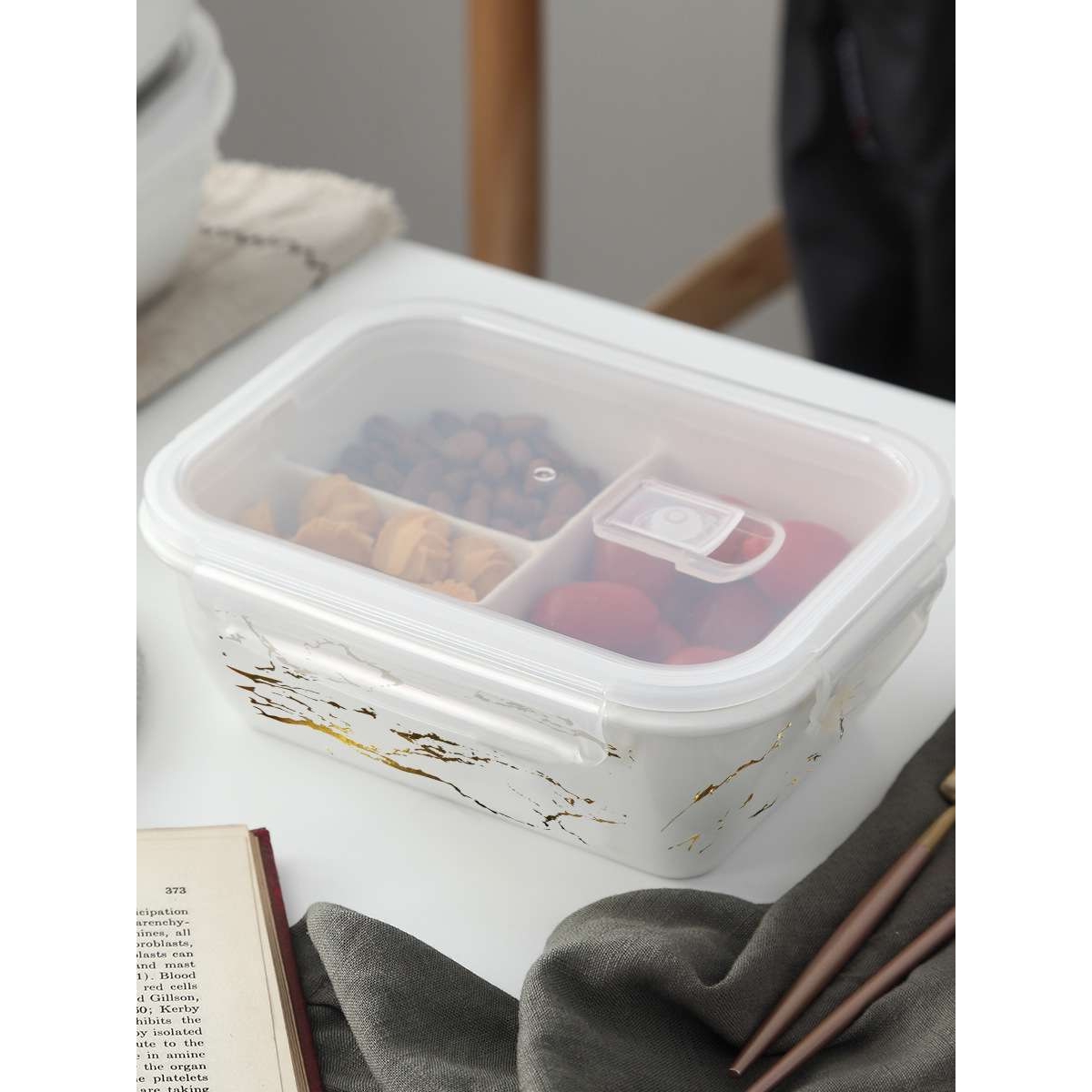 ?长方形单格饭盒四格微波炉专用餐具加热成人便当盒陶瓷保