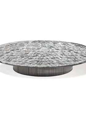 意大利设计师轻奢不锈钢茶几艺术感圆形cornelio捷克水晶玻璃茶几