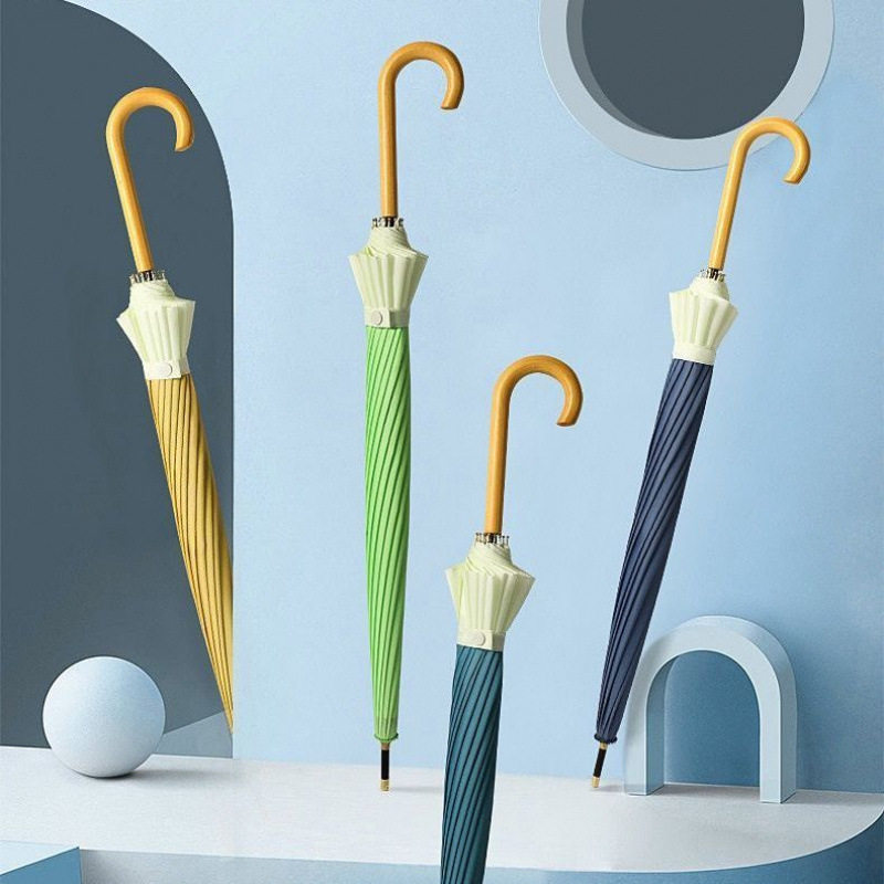 日系森系大号长柄雨伞双人加厚防风女晴雨两用简约小清新弯柄自动