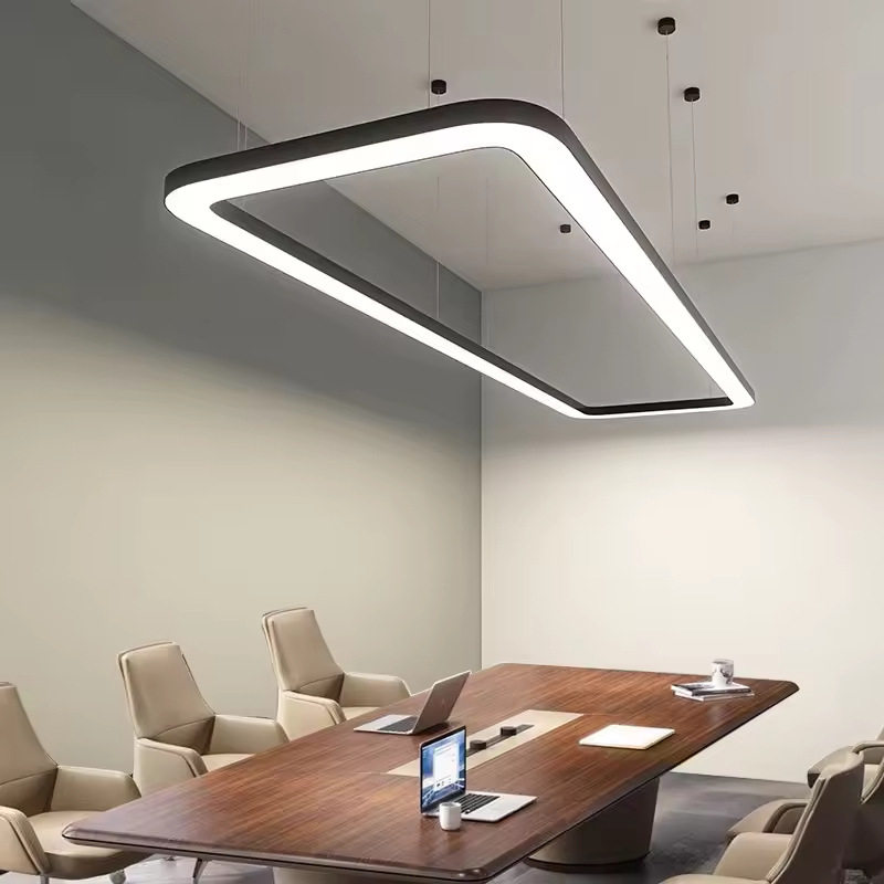 圆角矩形铝型材铁艺led办公吊灯办公灯无缝拼接吊灯健身房商场
