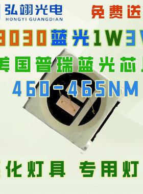 3030蓝光单色LED灯珠1W/3V低光衰LED贴片式灯珠460-465NM