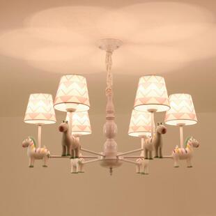 儿童房吊灯创意北欧卡通男孩女孩卧室动物布艺灯罩天花板吊灯