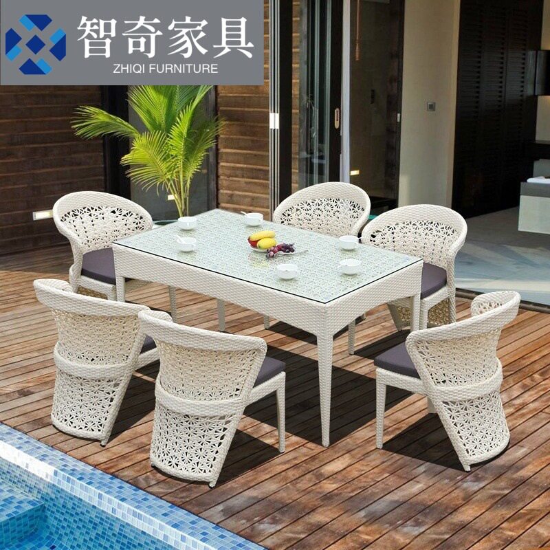 户外桌椅民宿庭院藤编椅子酒店度假村防水防晒组合外摆室外餐桌椅