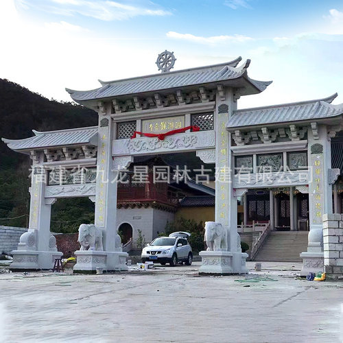 村口古建青石牌坊公园大门花岗岩石牌坊牌楼景区园林大理石牌坊