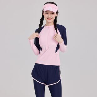 2024女童冲浪服分体三件套保守中大童韩版学生水母潜水服少女泳衣