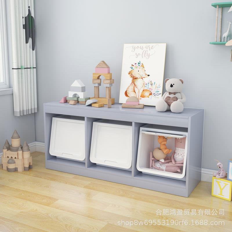 儿童房书架全实木绘本架家用落地置物架客厅宝宝阅读区推拉门书柜