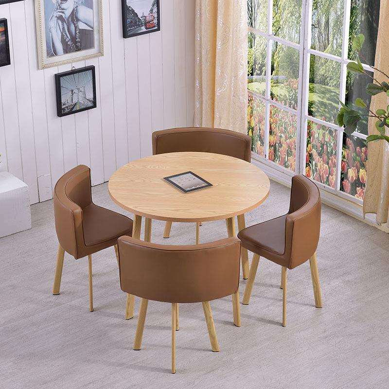 哈谈会客桌椅组合谈判小圆桌一桌四椅办公休闲圆桌商务接待桌椅