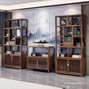 新中式实木博古架多宝阁置物架隔断摆件书房办公茶室展示柜书架子