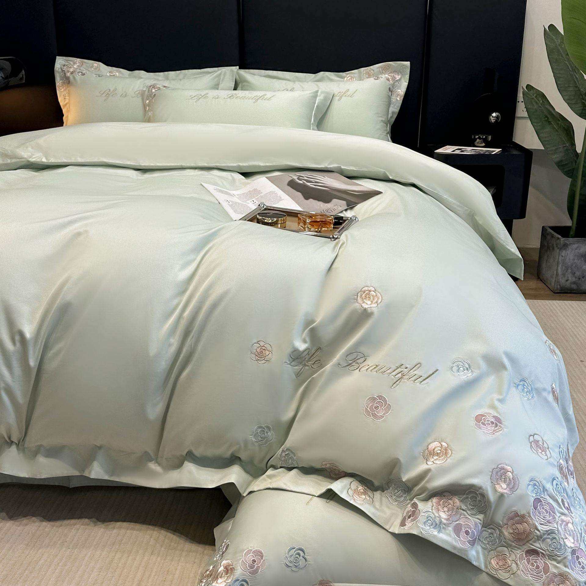 秋冬全棉绣花床上四件套简约纯棉长绒棉四季款被套床单床品4,纺织面料/辅料/配套,纺织机械配件,淘宝优惠券,粉丝福利购,淘宝优惠卷