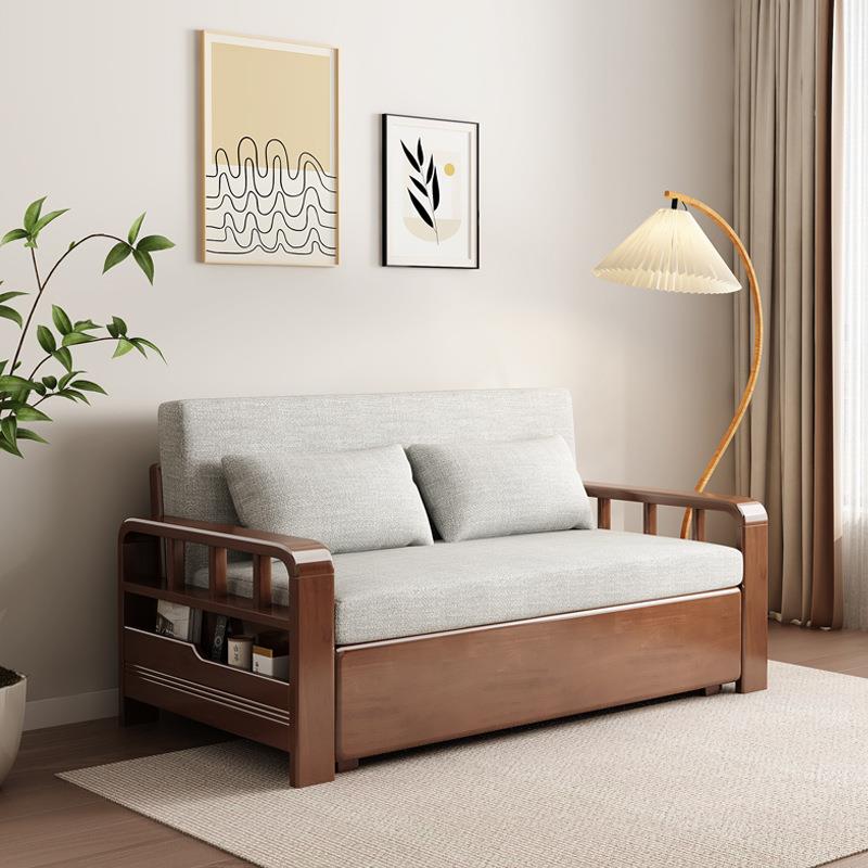 实木沙发床折叠两用简约小户型客厅伸缩沙发网红新款家用多功能床