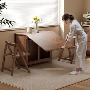 实木折叠餐桌家用小户型饭桌长方形餐桌椅可折叠折叠桌吃饭桌子