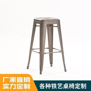 铁皮高吧椅金属铁椅子休闲餐厅铁艺工业风高脚椅欢迎咨询合作