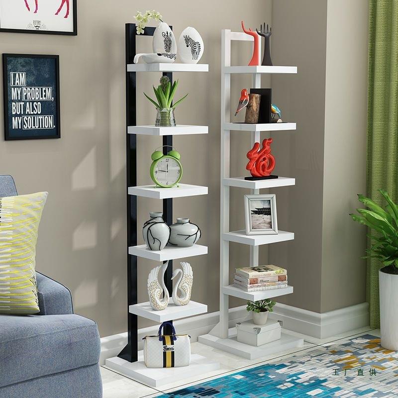 创意书架树形一字层架置物架落地花架绿箩钢木架现代简约装饰架窄