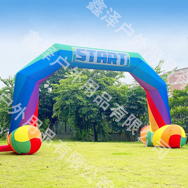 赛事拱门彩虹拱门马拉松拱门彩色异形充气拱门户外活动印字logo