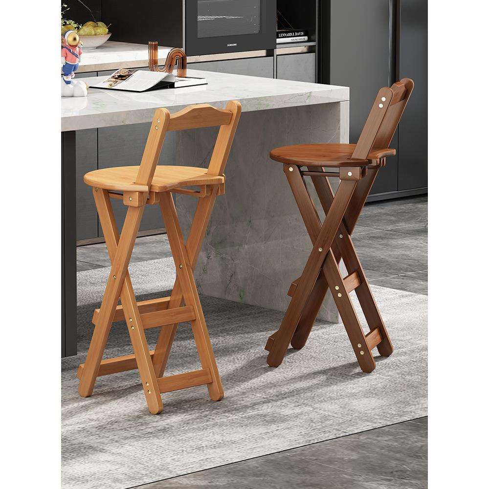 折叠凳家用高脚椅吧台凳便携式客厅厨房靠背椅子加厚高凳简约现代