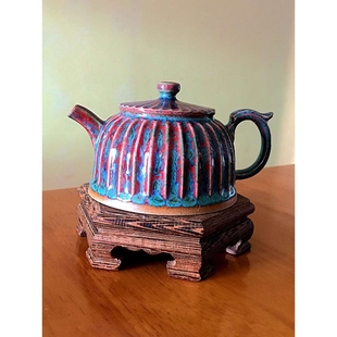 大贤窑青莲壶茶吧摆件禹州大贤手工套装茶壶中式钧瓷青莲壶带把还