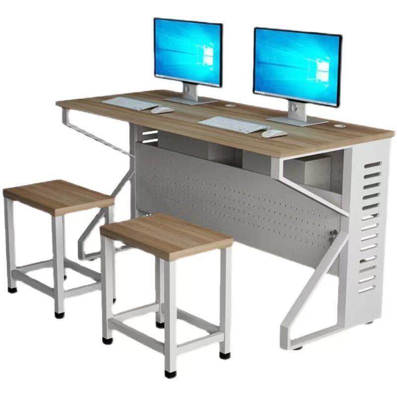 教室多媒体桌子培训室自习桌凳微机室班级机房台式双人电脑桌