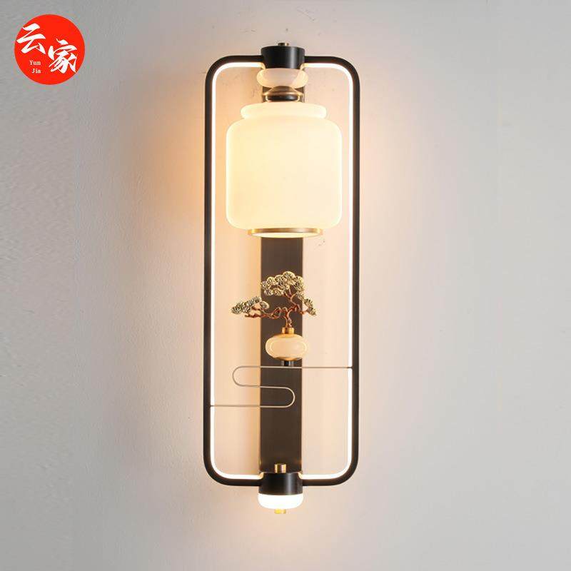 新中式全铜床头壁灯轻奢灯饰客厅卧室房间艺术质感栩栩如生装饰品