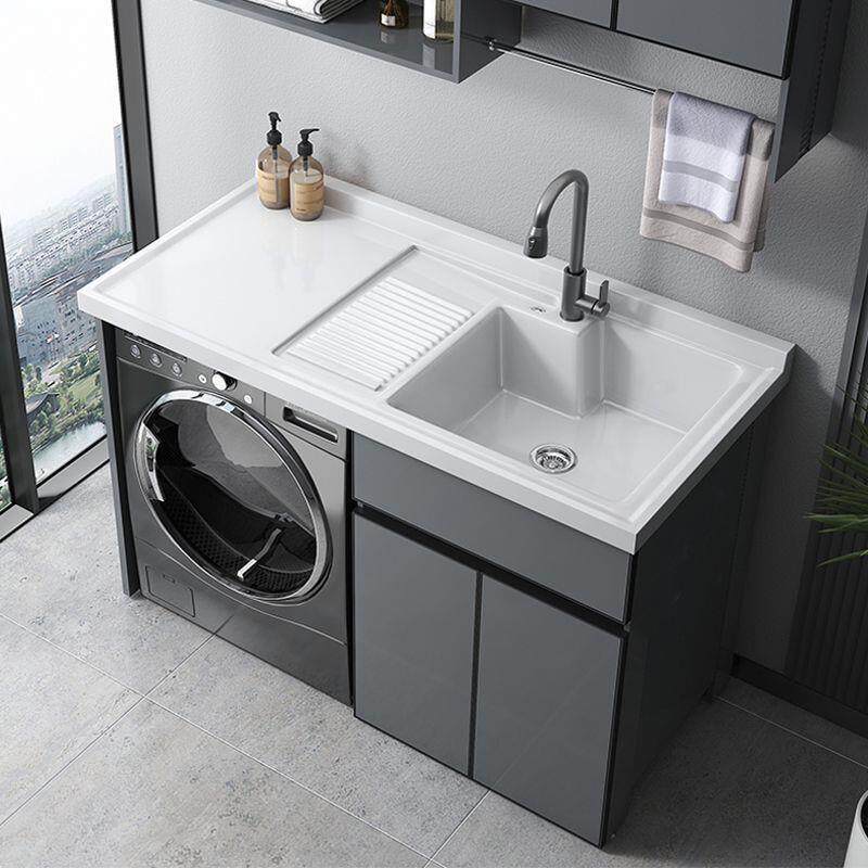 阳台水池柜太空铝洗衣柜一体家用洗手间洗衣盆组合带搓衣板浴室柜