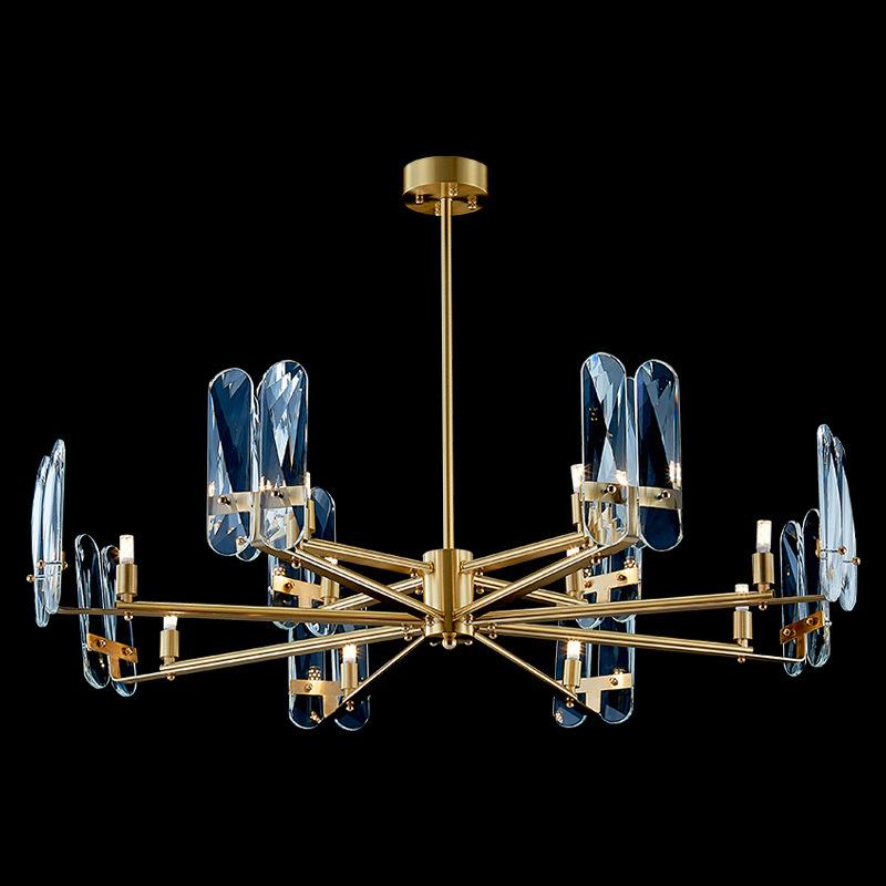 后现代客厅吊灯现代简约餐厅卧室灯蓝色水晶玻璃顶灯新美式灯具