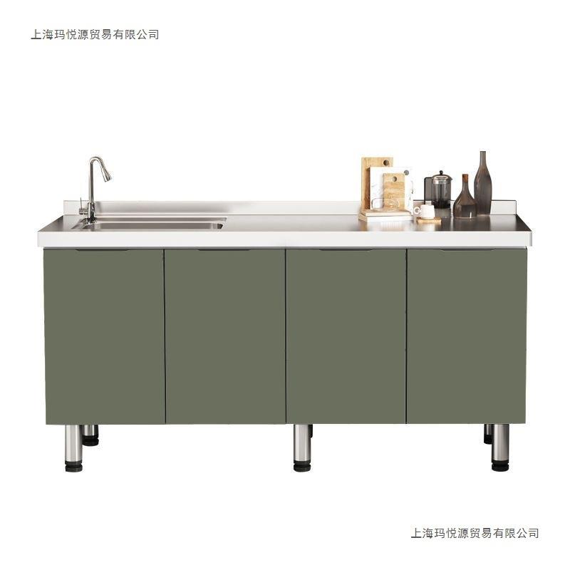 橱柜厨房不锈钢台面一体式灶台柜家用灶台组装加宽厨房柜租房橱柜