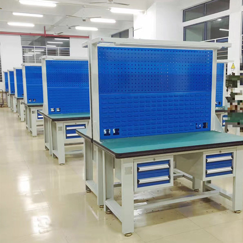 工业防静电台工作台车间仓储操作台双层带抽屉防静电工作台供应