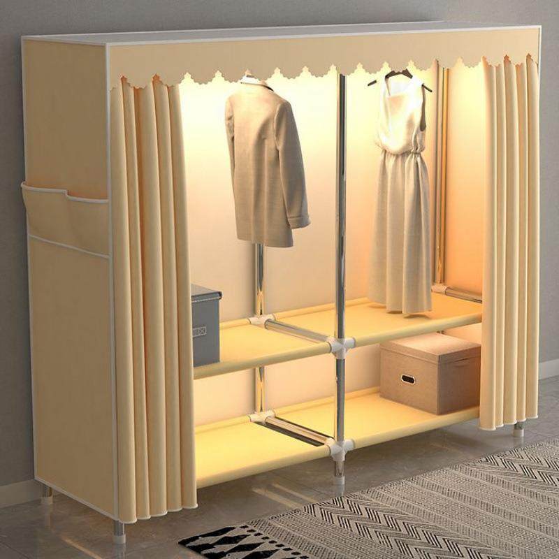 简易衣柜出租房卧室用加粗结实耐用钢管加厚加固双层收纳布衣柜厂,纺织面料/辅料/配套,纺织机械配件,淘宝优惠券,粉丝福利购,淘宝优惠卷