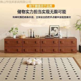 实木中古风电视柜客厅卧室五斗柜复古卡门柜多功能组合落地床头柜