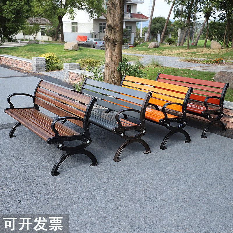 户外塑木靠背长条连排休闲椅
