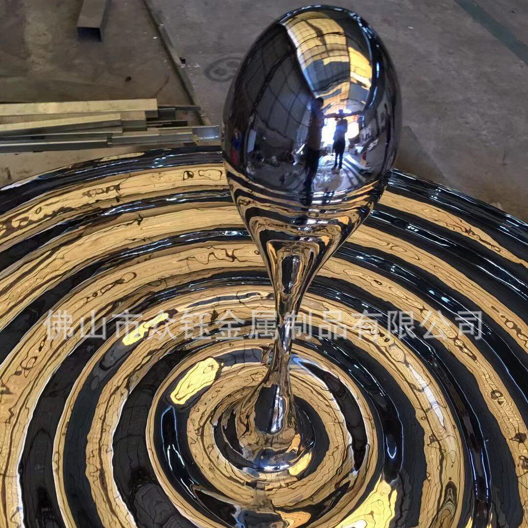 不锈钢水滴吊顶装置 金属抽象艺术水滴雕塑 小区广场景观装饰摆件