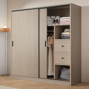 实木衣柜全实木衣柜家用卧室推拉门主卧灰色出租房杉木衣橱移门