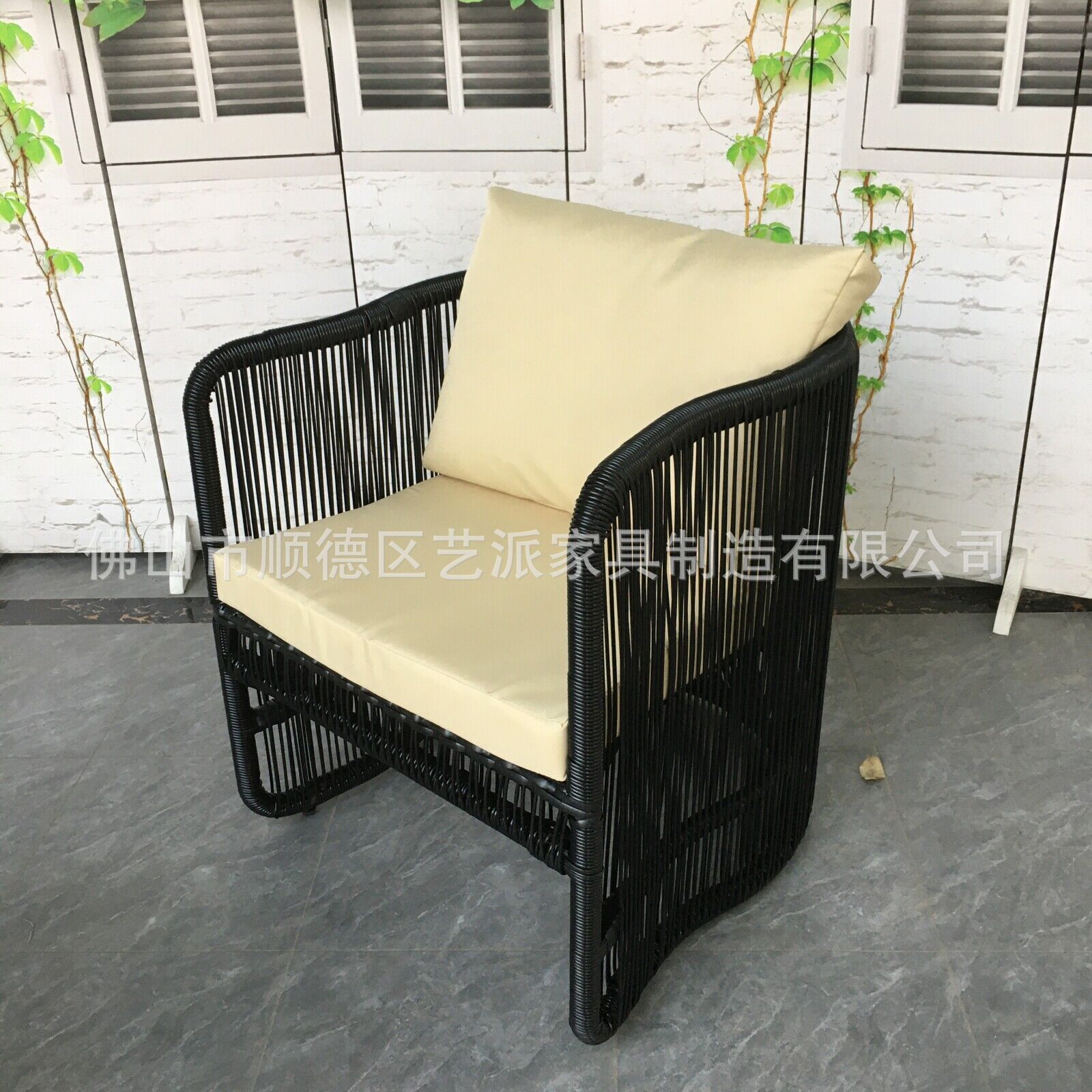 北欧户外藤编小沙发铁艺桌椅组合露台双人藤沙发花园室外天台庭院