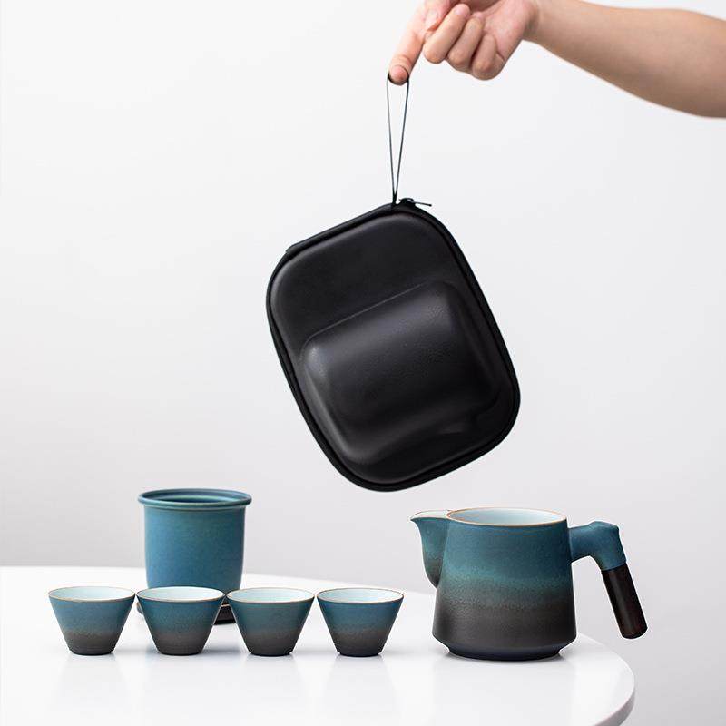 带过滤便携式旅行茶具套装一壶四杯户外随身便携包快客杯泡茶壶