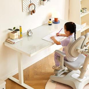 巧思百居青少年书桌学生家用儿童学习桌钢化玻璃电动升降桌电脑桌