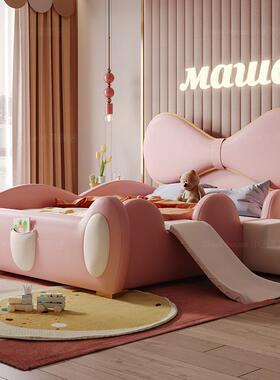 NRFK109#梦幻粉色蝴蝶结儿童床网红女孩公主床卡通可爱轻奢小户型