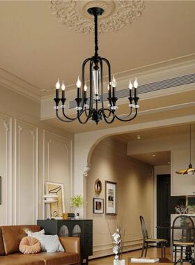 南洋风灯具法式复古书房美式楼梯中古简约黑色卧室灯餐厅客厅吊灯