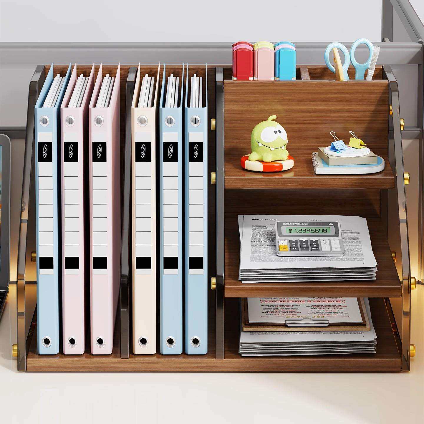 桌面置物架办公桌文件收纳桌面笔筒书架女生小工位整理神器书立架,收纳整理,烫衣板及配件,淘宝优惠券,粉丝福利购,淘宝优惠卷