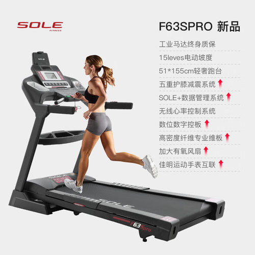 速尔（SOLE）跑步机家庭健身房用静音护膝爬坡运动健身器材F63SPR