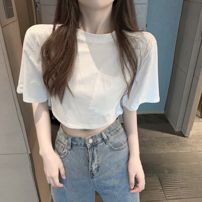 爵士舞服装韩舞演出服露脐上衣嘻哈风格跳舞宽松jazz女装舞蹈服夏