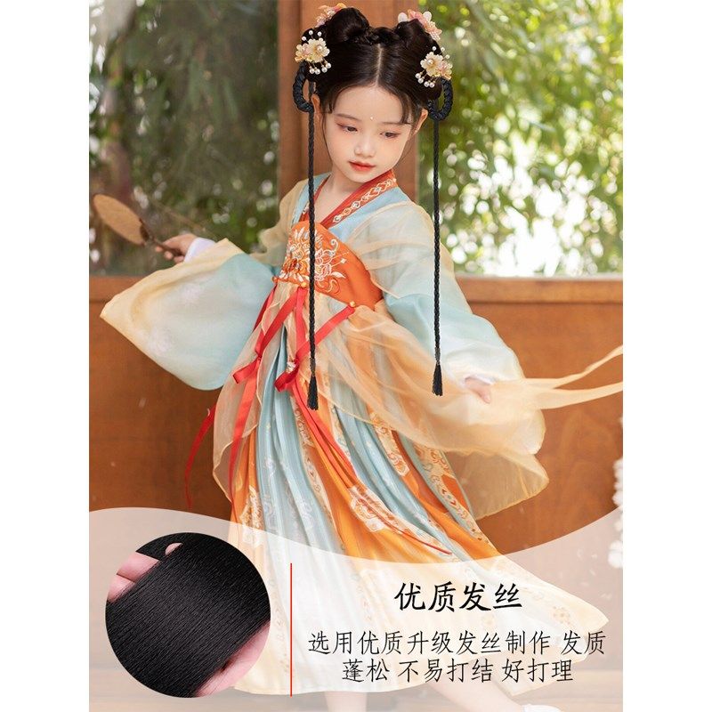 女童汉服发箍假发古风一体式头饰儿童古装盘发发髻造型发饰垫发包