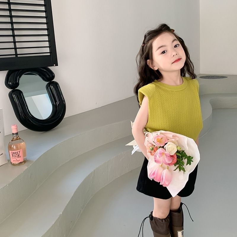 亲肤冰凉感儿童洋气短袖T恤女童气质镂空透气无袖针织背心上衣,童装/婴儿装/亲子装,背心吊带,淘宝优惠券,粉丝福利购,淘宝优惠卷