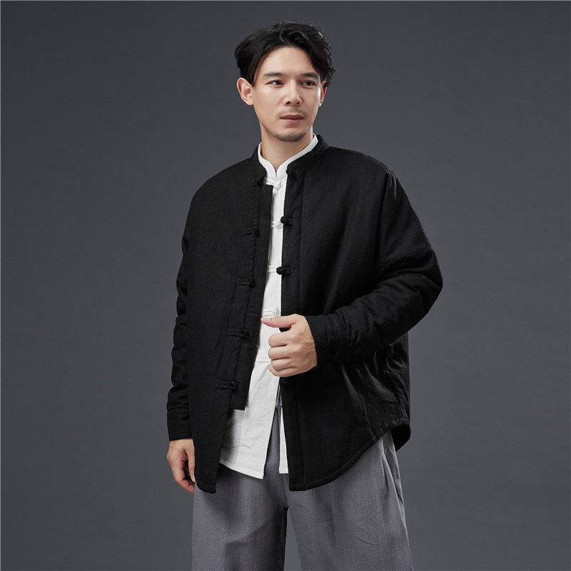 新品宽松开衫夹克外套秋冬男款加棉棉 短款保暖中国风羽绒棉棉服
